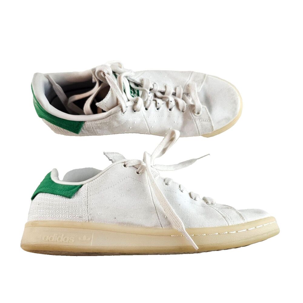 Adidas Stan Smith Shoes Mens 7.5 White Green Primeblue Canvas Sneakers